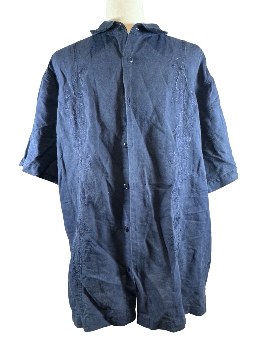 Cubavera Navy Short-Sleeve Button Shirt